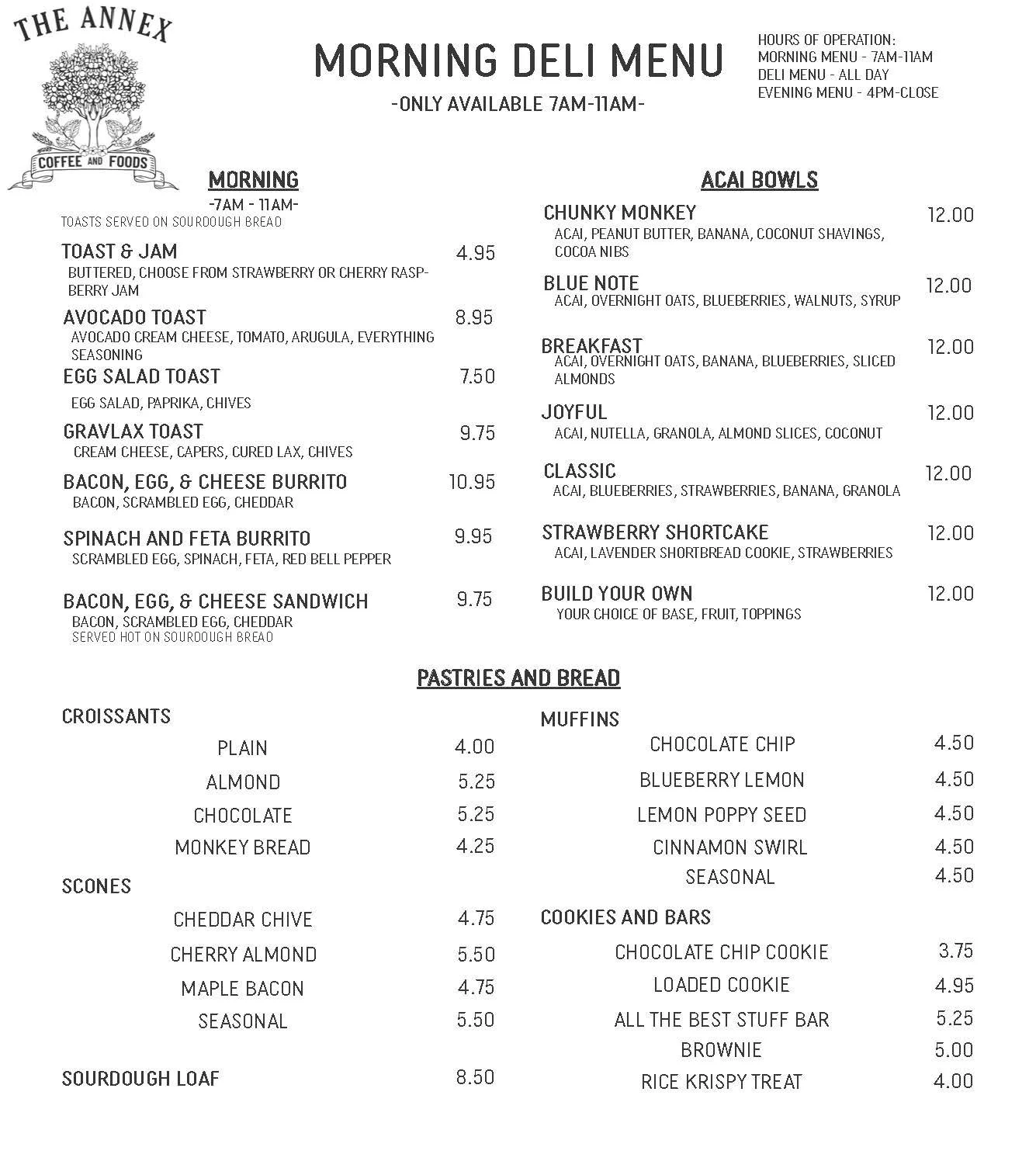 The Annex Menu | Coffee, Deli, Cocktails & Ice Cream Webster